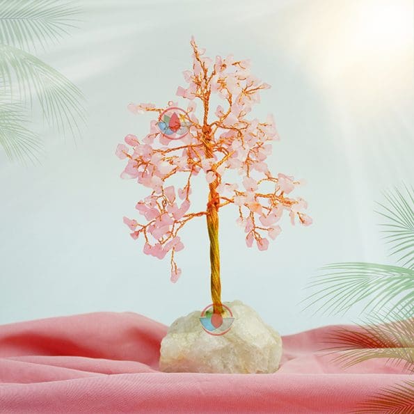 Rose Quartz Tree 200 Beads With Stone Base