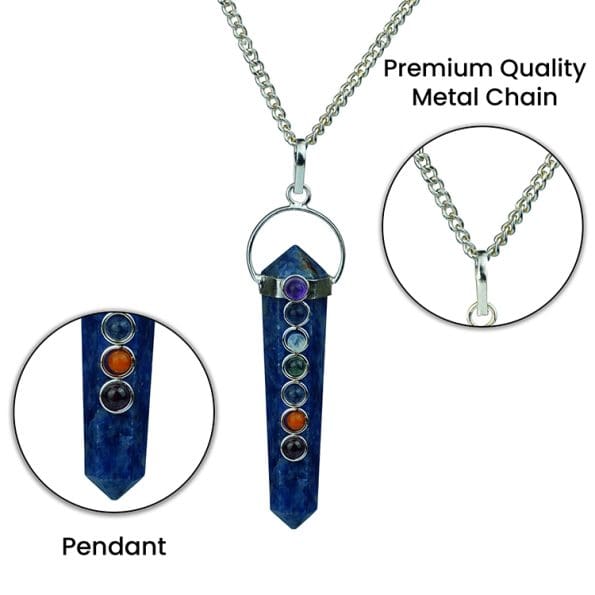 Sodalite 7 Chakra Double Terminated Pendant