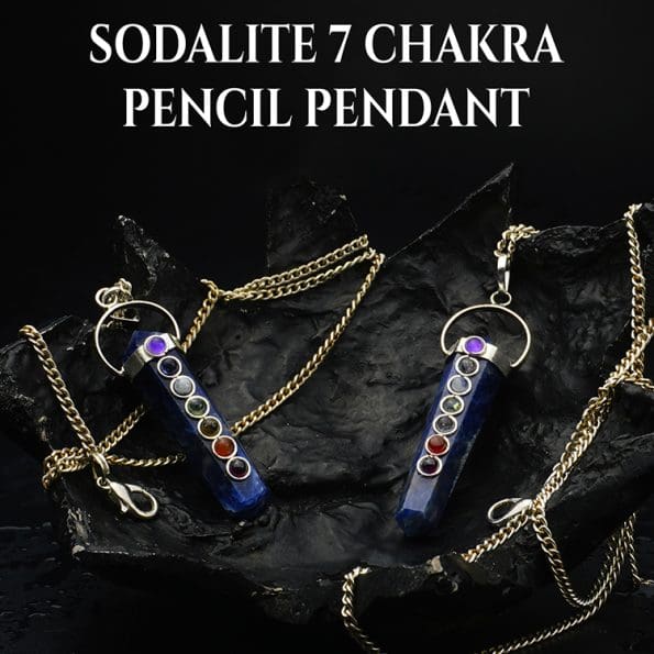 Sodalite 7 Chakra Double Terminated Pendant