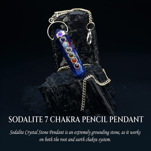 Sodalite 7 Chakra Double Terminated Pendant