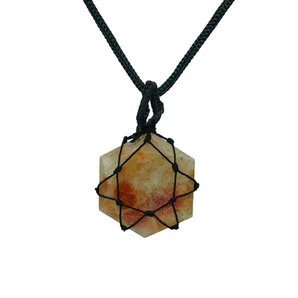 Sunstone Thread Cage Wrapped Pendant