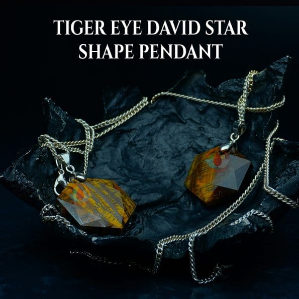 Tiger Eye David Star Shape Pendant