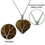 Tiger Eye Heart Shaped Tree Of Life Pendant