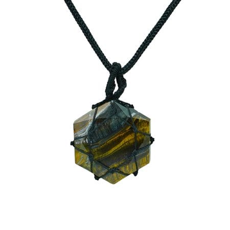 Tiger Eye Thread Cage Wrapped Pendant