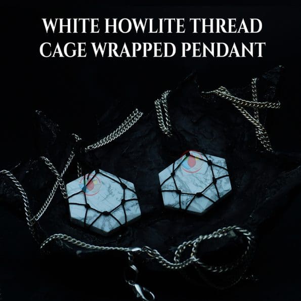 White Howlite Thread Cage Wrapped Pendant