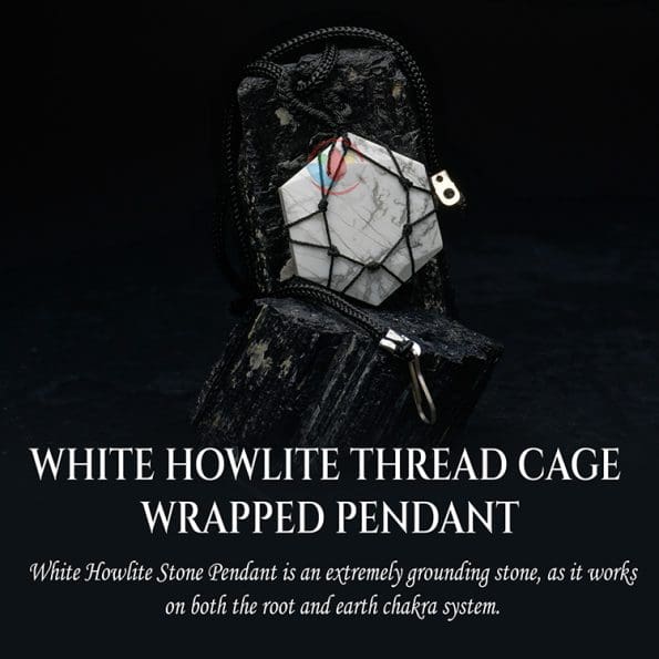 White Howlite Thread Cage Wrapped Pendant