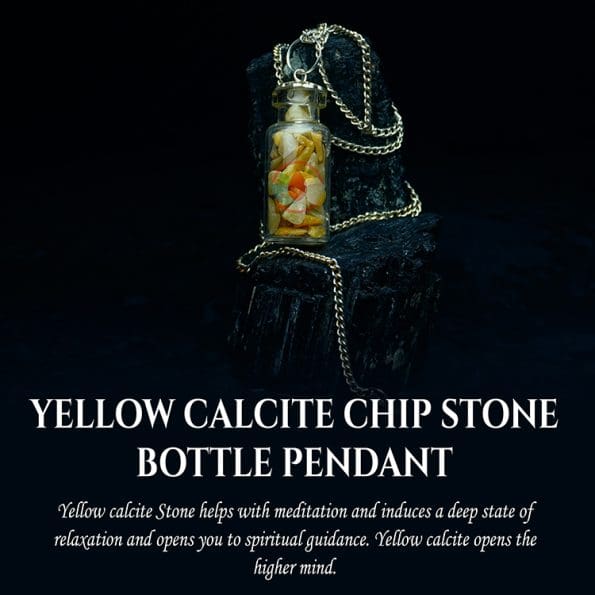 Yellow Calcite Chip Stone Bottle Pendant