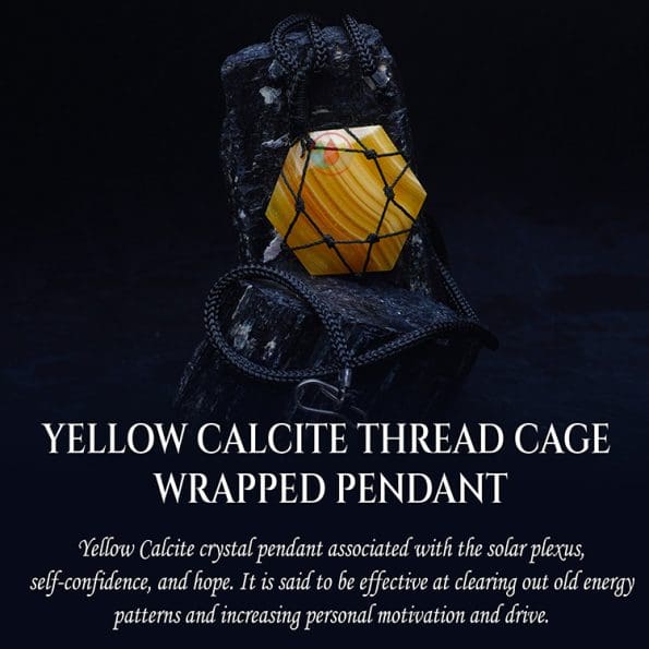 Yellow Calcite Thread Cage Wrapped Pendant