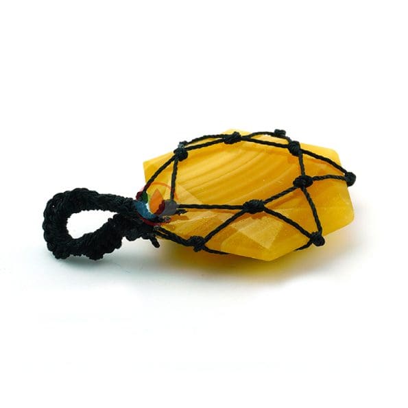 Yellow Calcite Thread Cage Wrapped Pendant