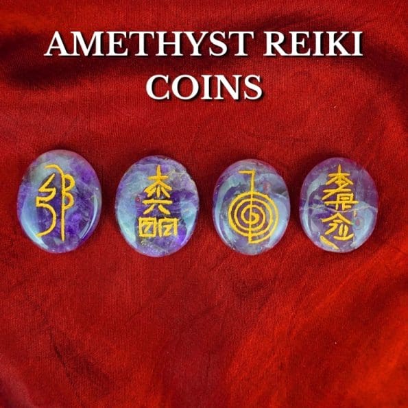 Amethyst Coin with Usui Reiki Symbols