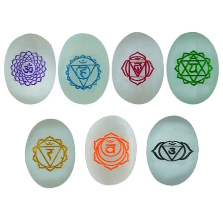 7 Chakra Selenite Coin Set