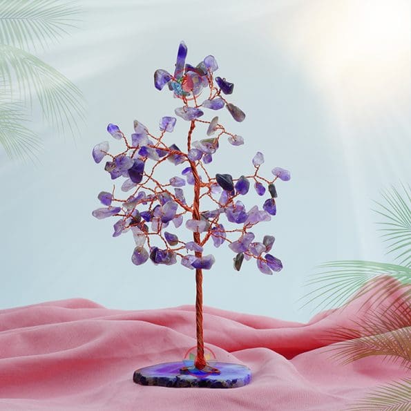 Amethyst Tree 100 Beads Slice Stone Base