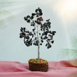 Black Agate Tree 200 Beads Silver Wire