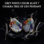 Grey White Color Agate 7 Chakra Tree Of Life Pendant