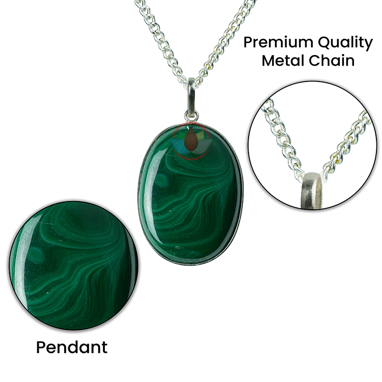 Buy Gold Malachite Green Square Charm Pendant Necklace For Women -  Brantashop