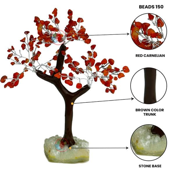 Red Carnelian Tree 150 Beads Rough Stone Base