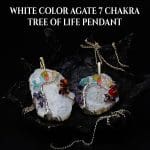 White Color Agate 7 Chakra Tree Of Life Pendant