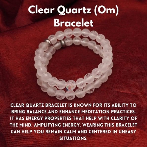 Clear Quartz Om Bracelet 8mm