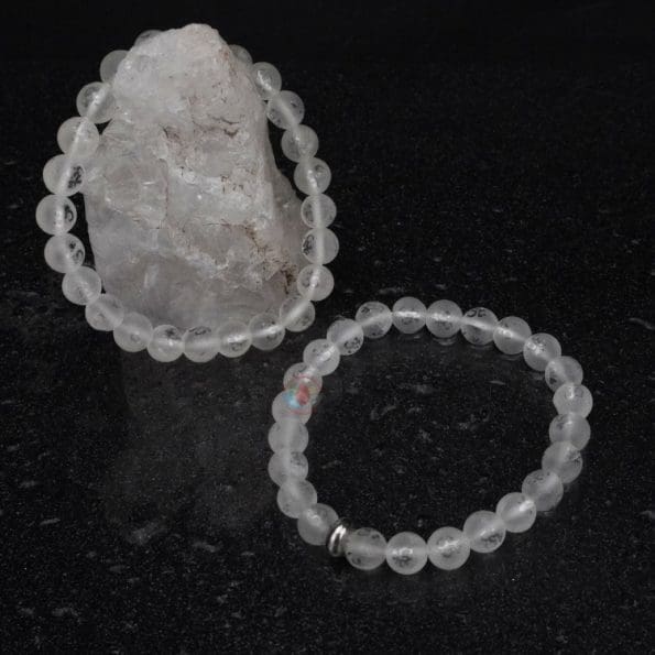 Clear Quartz Om Bracelet 8mm