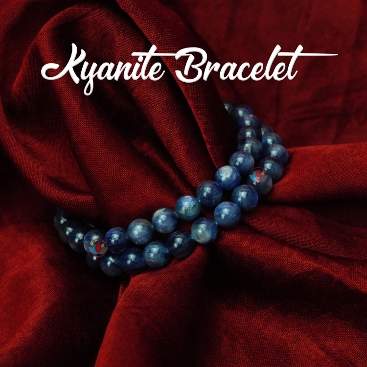 Blue Kyanite Bracelet Polished Stone Beads Natural Gemstone Nugget Reiki  Heal | eBay
