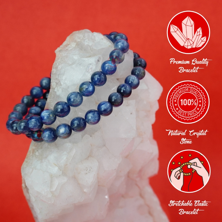 You will receive ONE Blue Kyanite Bracelet selected at random. Colours,  shapes, and sizes vary slightly. Please note that this is a natural  product, sometimes stones and crystals have small imperfections and