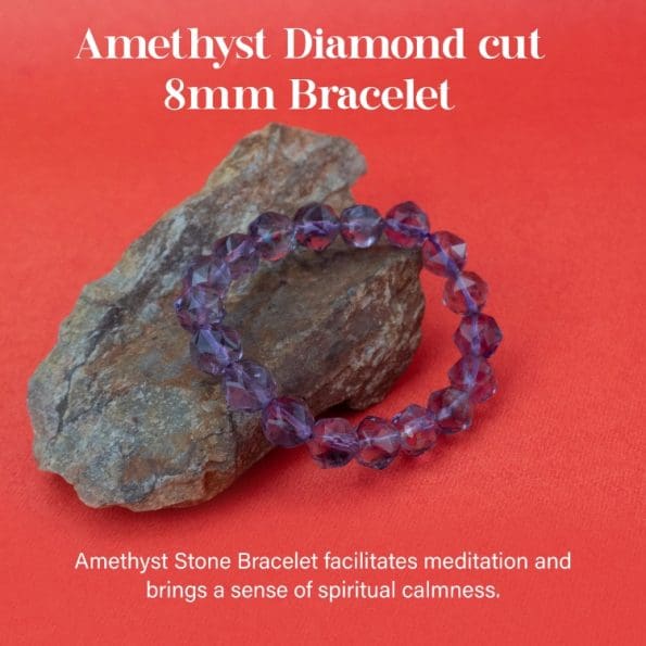 Amethyst Diamond cut 8mm Bracelet