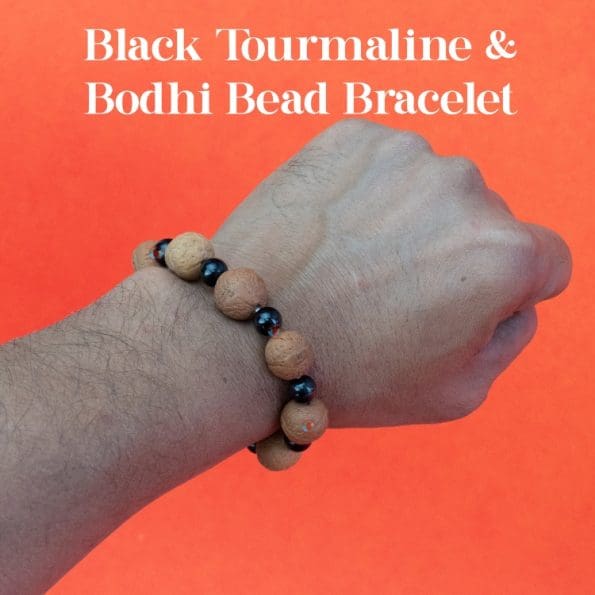 Black Tourmaline & Bodhi Bead Bracelet