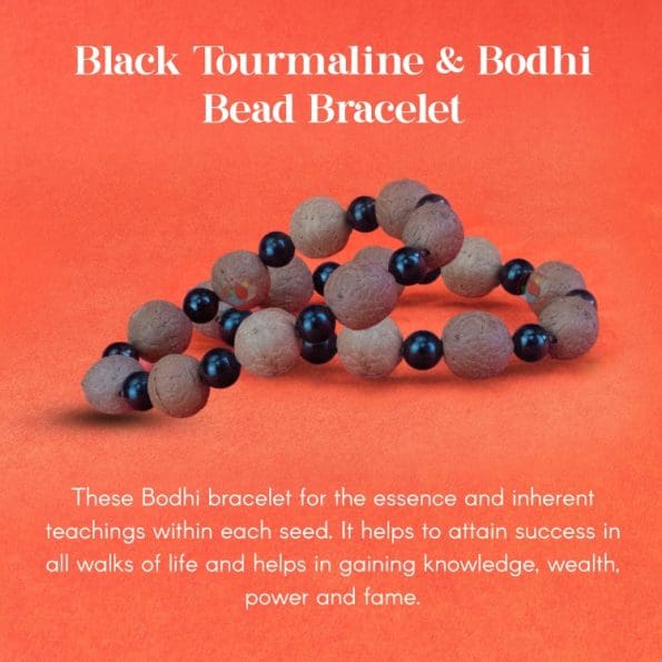 Black Tourmaline & Bodhi Bead Bracelet