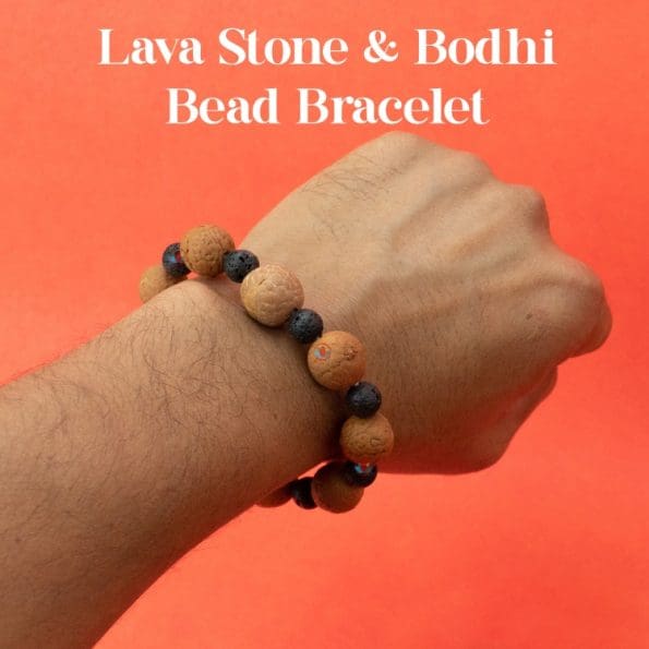 Lava Stone & Bodhi Bead Bracelet