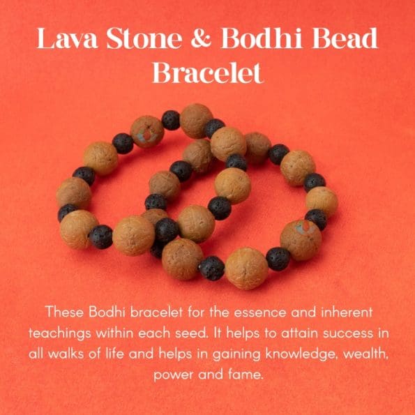 Lava Stone & Bodhi Bead Bracelet