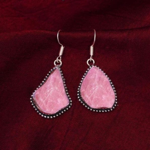 Rose Quartz Raw Stone Earrings