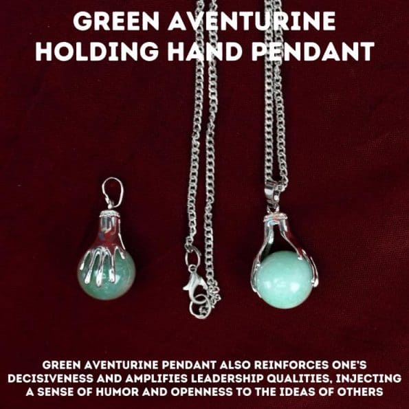 Green Aventurine Holding Hand Pendant