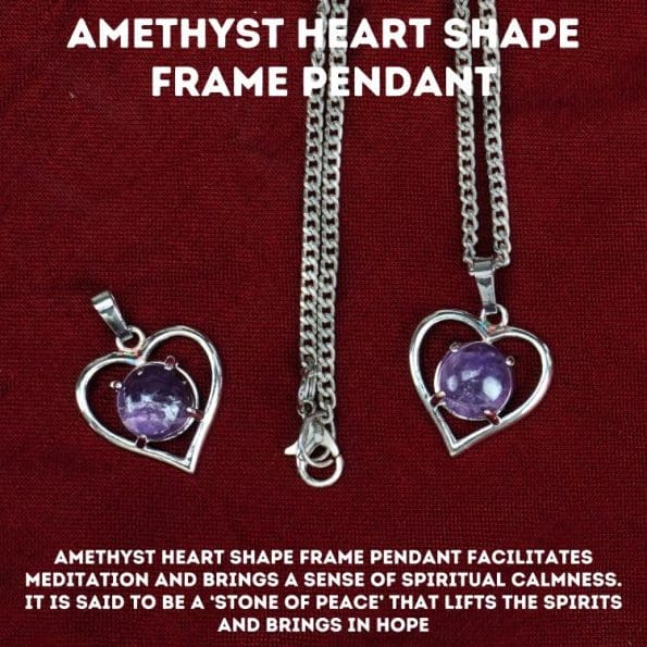 Amethyst Heart Shape Frame Pendant