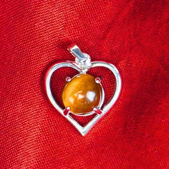 Tiger Eye Heart Shape Frame Pendant