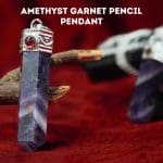 Amethyst Garnet Pencil Pendant