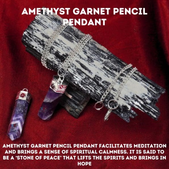 Amethyst Garnet Pencil Pendant