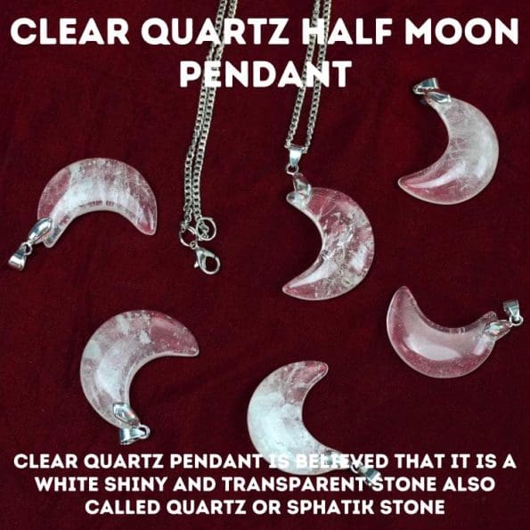 Clear Quartz Half Moon Pendant