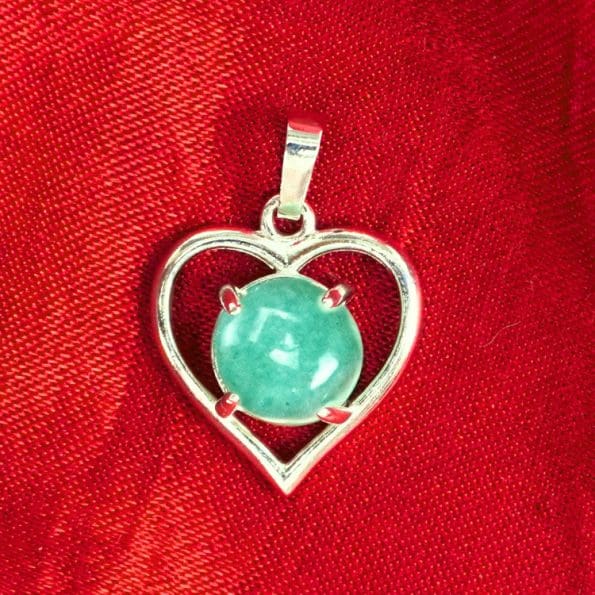 Green Aventurine Heart Shape Frame Pendant