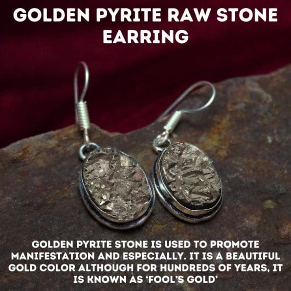 Golden Pyrite Raw Stone Earring