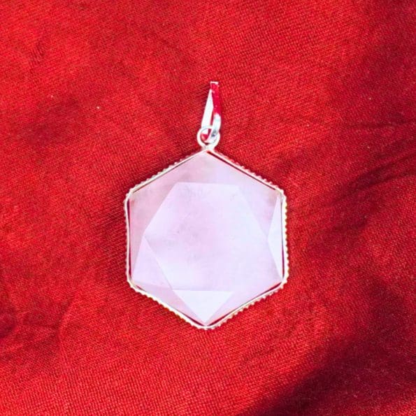 Rose Quartz David Star Shape Frame Pendant