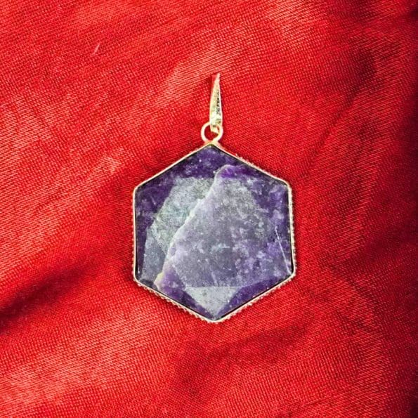 Amethyst David Star Shape Frame Pendant