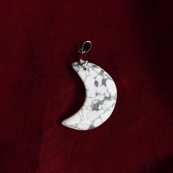 White Howlite Half Moon Pendant