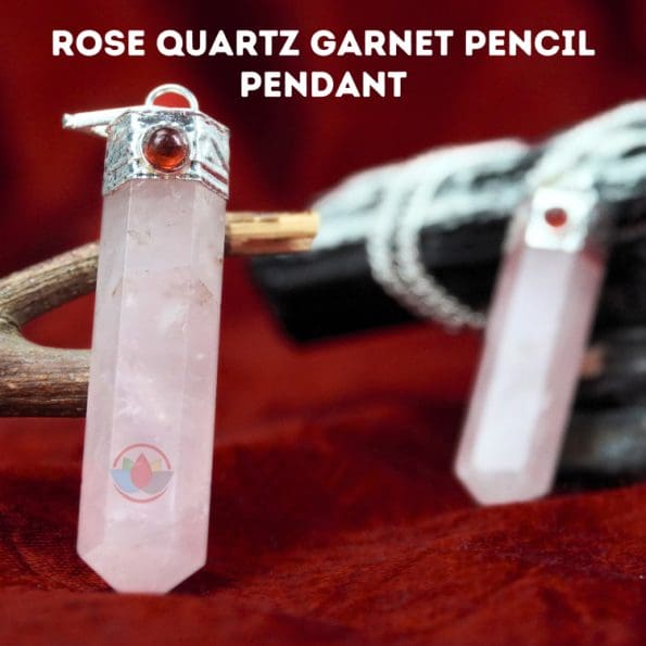 Rose Quartz Garnet Pencil Pendant