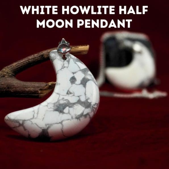 White Howlite Half Moon Pendant