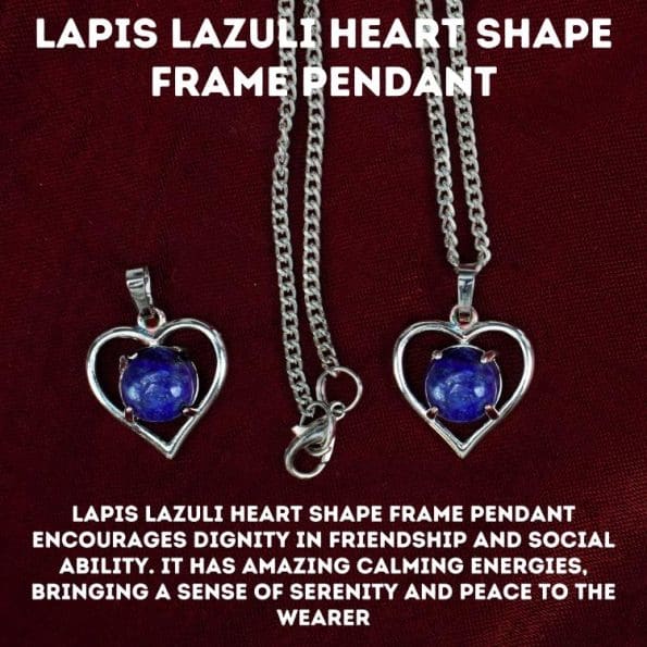 Lapis Lazuli Heart Shape Frame Pendant