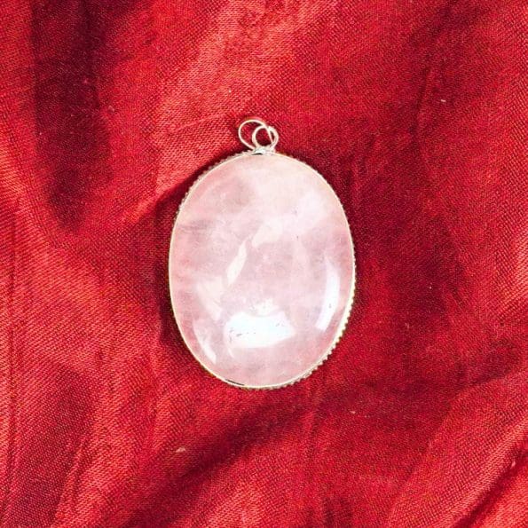 Rose Quartz Oval Shape Frame Pendant