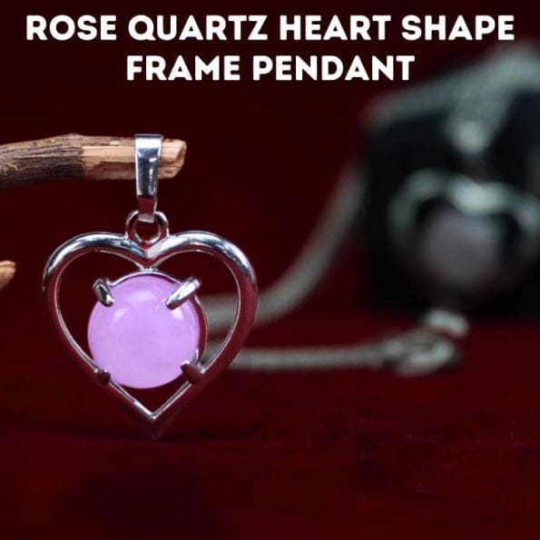 Rose Quartz Heart Shape Frame Pendant