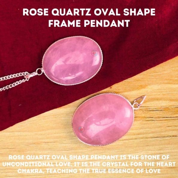 Rose Quartz Oval Shape Frame Pendant