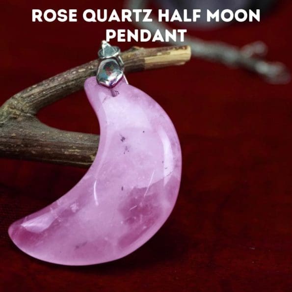 Rose Quartz Half Moon Pendant