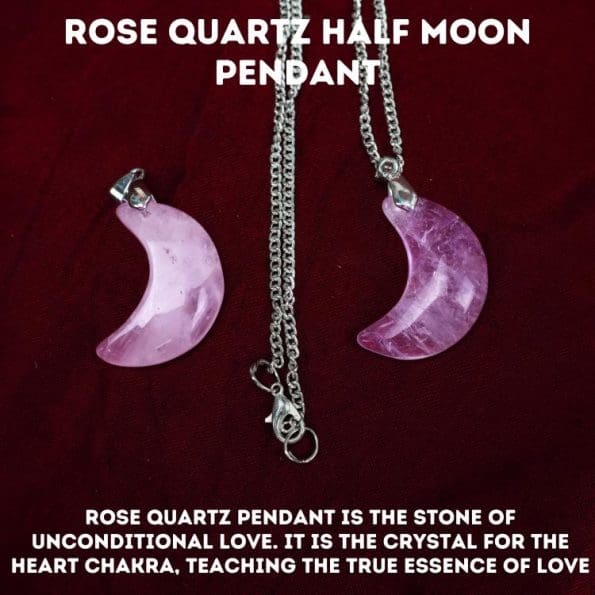 Rose Quartz Half Moon Pendant